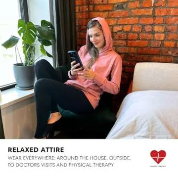 Inspired Comforts Mastectomy Recovery Hoodie Sweatshirt with Drain Pockets | Post Breast Cancer Recovery | Full Sleeve | 2XL, Pink