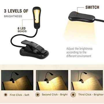 Vekkia Rechargeable 3000K LED Book Light for Cozy Reading