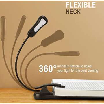 Vekkia Rechargeable 3000K LED Book Light, Easy Clip on Reading Lights for Reading in Bed. Perfect for Readers.