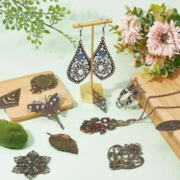 PH PandaHall 120pcs Filigree Metal Embellishments 19 Style Filigree Connectors Charms Antique Bronze...
