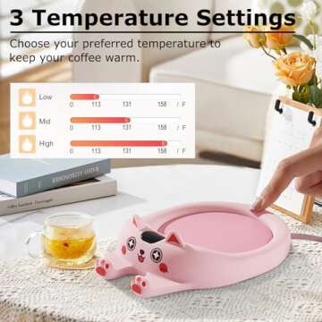 PUSEE Coffee Mug Warmer Auto Shut Off, 3 Temp Coffee Warmer for Desk, Candle Warmer Plate Safely Mel...
