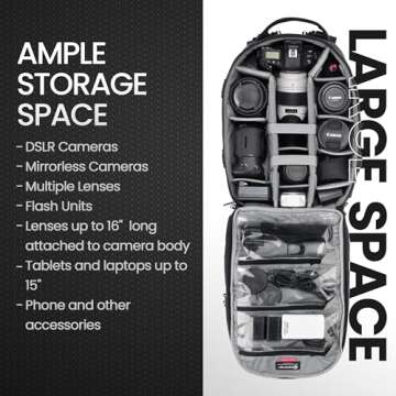 Tamrac Anvil 23 Camera Backpack for Photographers, DSLR Camera Bag with Laptop Compartment, Professional Photography Backpack, Camera Bag with Tripod Holder, Camera Carrying Case, Black