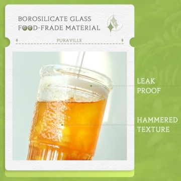 Stylish Borosilicate Glass Cups with Lids and Straws