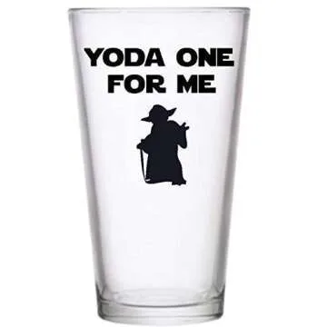 Yoda One for Me - Star Wars Valentine Gift for Boyfriend, Husband, Anniversary Wedding Engagement Fiancé Starwars Lover - 16oz Beer Pint Drinking Glass Cup Tumbler