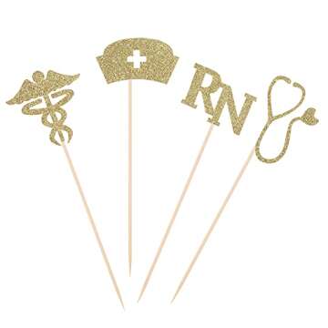 Pack of 8 Glittery Nurse Theme Centerpiece Sticks Table Toppers Medical Student Graduation Party Sup...