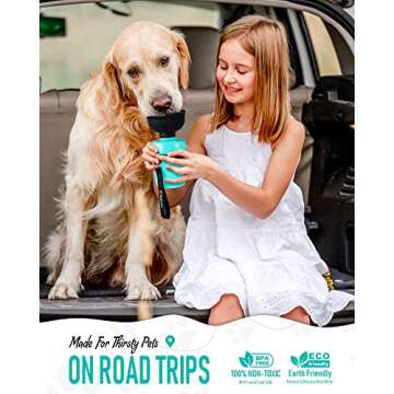 Lesotc Dog Water Bottle, Portable Dog Water Dispenser, Leak Proof Dog Travel Water Bottle, Squeeze Pet Water Bottle for Walking On The Go, Dog Hiking Accessories for Outdoor Walking, Hiking, Travel