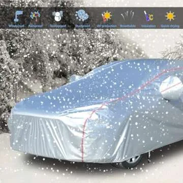 Tecoom Car Cover Waterproof All Weather Fit For Tesla Model 3 Toyota Corolla 2000-2023 Honda Civic 1991-2023, Kia Stinger/Forte, Subaru Legacy, Audi A3/A4/A5 etc, Car Cover Sedan With Lock/Door Zipper