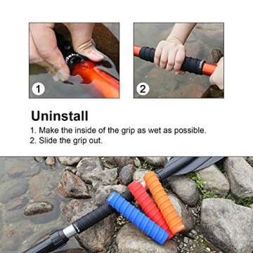 Ayaport Kayak Paddle Grips Non-Slip Silicone Wraps Blister Prevention Kayaking Accessories for Take-Apart Paddles (Yellow)