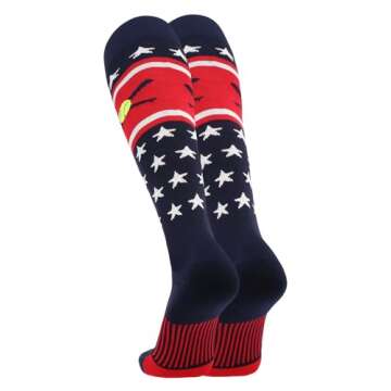 TCK Patriotic USA Softball Socks - Best for Young Players in Navy/Red/White