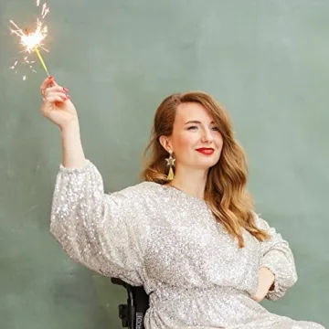 New Years Eve Earrings for Women Glitter Rhinestone Happy New Year Star Earrings Long Fringe Tassel Drop Earrings Festive Holiday Jewelry Gifts Gold