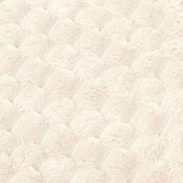 Vessia Flannel Fleece Throw Blanket, 3D Jacquard Cream Fuzzy and Warm Blanket for Couch,Sofa,Bed,Chair, 300GSM Super Soft Touch Cozy Throw for All-Season Home Decor(50x40inch)