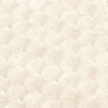 Vessia Flannel Fleece Throw Blanket, 3D Jacquard Cream Fuzzy and Warm Blanket for Couch,Sofa,Bed,Chair, 300GSM Super Soft Touch Cozy Throw for All-Season Home Decor(50x40inch)