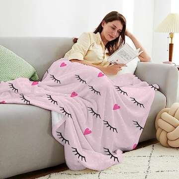 Ivarunner Lash Blanket - Pink Girls Throw Blankets Get Well Gifts for Women, Soft Fall Throw Blanket...