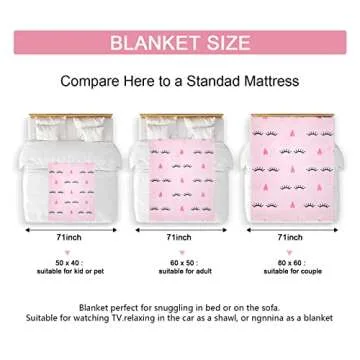 Ivarunner Lash Blanket - Pink Girls Throw Blankets Get Well Gifts for Women, Soft Fall Throw Blanket for Couch Sofa Lash Room Decor, Eyelash Blanket for Women Girls, Flannel Fleece Blanket 50"x 60"
