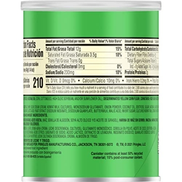 Pringles Sour Cream Onion Snacks, 12 Cans for Lunch