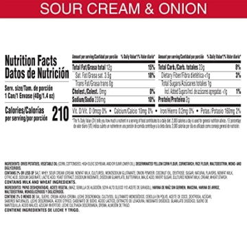 Pringles Sour Cream Onion Snacks, 12 Cans for Lunch