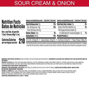 Pringles Sour Cream Onion Snacks, 12 Cans for Lunch