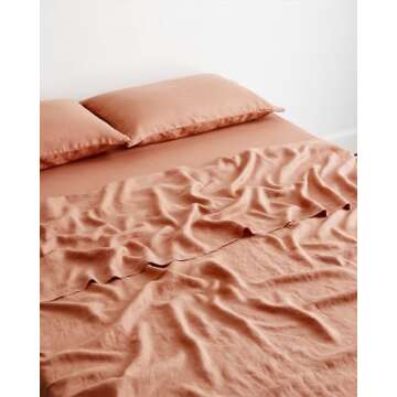 Bed Threads - Linen Fitted Sheet - 100% French Flax Linen - 170 GSM - Luxury & Eco-Friendly - Breath...