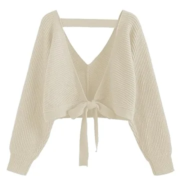 Chic ZAFUL V Neck Cropped Sweater for Trendy Women