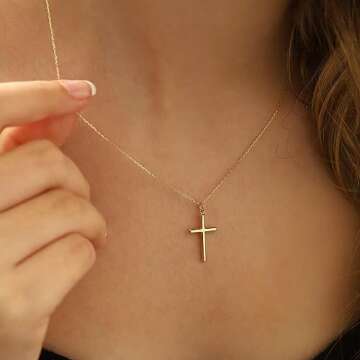 MONOZO Cross Necklace Gifts for Women Trendy - Dainty Gold Necklace Simple Gold Cross Necklaces for ...