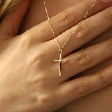 MONOZO Cross Necklace Gifts for Women Trendy - Dainty Gold Necklace Simple Gold Cross Necklaces for Women Trendy 14K Gold Plated Gold Cross Necklace Gold Jewelry Gifts for Women