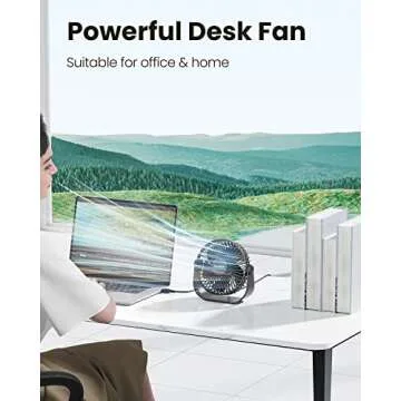 Gaiatop USB Desk Fan, 3 Speeds Strong Airflow, 5.5 Inch Portable 90° Rotate Quiet Cooling, Small Pe...