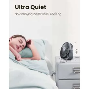 Gaiatop USB Desk Fan, 3 Speeds Strong Airflow, 5.5 Inch Portable 90° Rotate Quiet Cooling, Small Personal Table Fans for Bedroom Home Office Travel Black