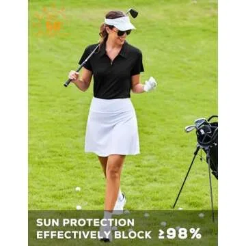 PINSPARK Women's Golf Shirt Collared Tennis Shirts Moisture Wicking Short Sleeve Polo Shirt UPF 50+ ...