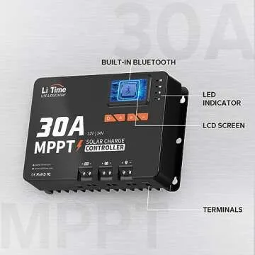 LiTime 30A MPPT Solar Charge Controller with Bluetooth