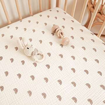 Konssy Muslin Crib Sheets for Girl Boy, Soft and Breathable Cotton Baby Sheets for Standard Crib Mat...