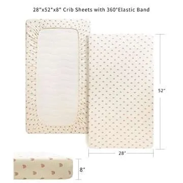 Konssy Muslin Crib Sheets for Girl Boy, Soft and Breathable Cotton Baby Sheets for Standard Crib Mattress, 52"x 28" (Rainbow)