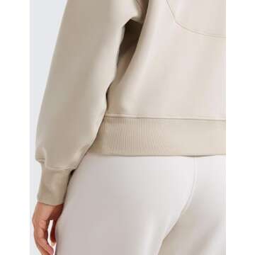 CRZ YOGA SoftAura Half Zip Sweatshirt for Women Long Sleeve Pullover Workout Casual Funnel Neck Tops with Pocket Mojave Tan Medium