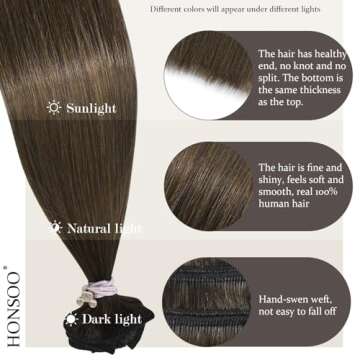 Honsoo Hair Extensions 20in Brown Clip In Human Hair