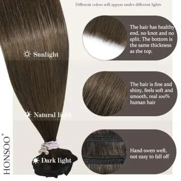 Honsoo Hair Extensions 20in Brown Clip In Human Hair