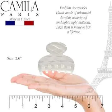 Camila Paris CP3065 French Hair Clip for Women, Handmade, White, Small, Girls Hair Claw Clips Jaw, D...