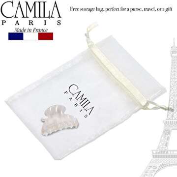 Camila Paris CP3065 French Hair Clip for Women, Handmade, White, Small, Girls Hair Claw Clips Jaw, Durable Styling Hair Accessories for Women, Strong Hold No Slip Grip, Made in France