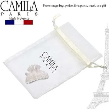 Camila Paris CP3065 French Hair Clip for Women, Handmade, White, Small, Girls Hair Claw Clips Jaw, Durable Styling Hair Accessories for Women, Strong Hold No Slip Grip, Made in France