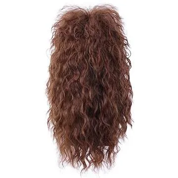 morvally Men’s Women 80s Rockstar Style Long Brown Curly Punk Rock Hair Wig Glam Rock-Rocker Wig Perfect for Halloween, Cosplay, DIY Themed Costume Party
