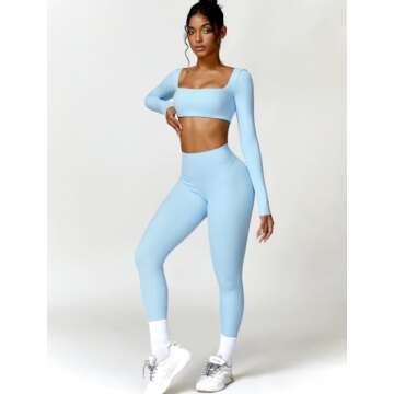 ABOCIW Stylish Long Sleeve Crop Top & Leggings Set