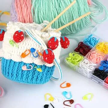 LUNARM 300 Pcs Stitch Markers, 15 Colors Crochet Stitch Needle Clip Knitting Plastic Locking Stitch Needle Clip Counter with Clear Storage Case for DIY Handicraft Place Buckle Marker