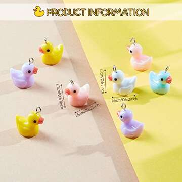 Hicarer 60 Pieces Mini Resin Duck Charms for DIY Projects and Gifts