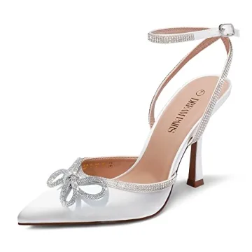 Women's DREAM PAIRS High Heels - Destiny Rhinestone Ankle Strap Pumps for Weddings and Parties