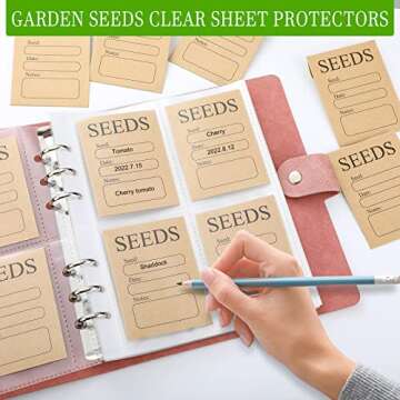 Seed Storage Organizers 80 Resealable Sealing Seed Envelopes Binder Garden Saving Envelope Collecting Template for Vegetable(Cute Style)
