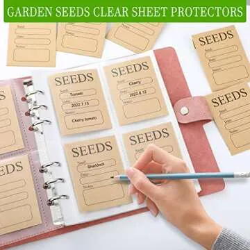 Seed Storage Organizers 80 Resealable Sealing Seed Envelopes Binder Garden Saving Envelope Collecting Template for Vegetable(Cute Style)