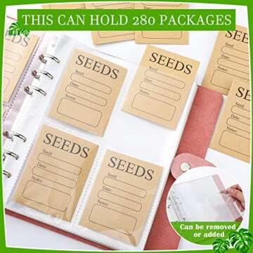 Seed Storage Organizers 80 Resealable Sealing Seed Envelopes Binder Garden Saving Envelope Collecting Template for Vegetable(Cute Style)