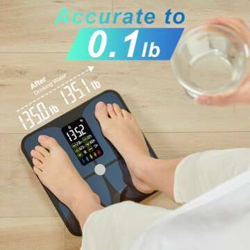Scale for Body Weight and Fat, Lepulse Large Display Body Fat Scale, High Accurate Weight Scale Digital Bluetooth Bathroom Scale for BMI Heart Rate, 15 Body Composition Analyzer Sync with Fitness App
