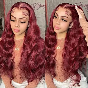 Ketanao Burgundy Lace Front Wig 20 Inch Pre Plucked for Women