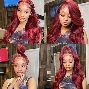 Ketanao Burgundy Lace Front Wig 20 Inch Pre Plucked for Women