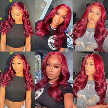 Ketanao Burgundy Lace Front Wig 20 Inch Pre Plucked for Women