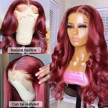 Ketanao Burgundy Lace Front Wig 20 Inch Pre Plucked for Women